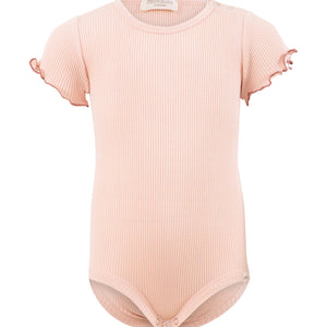 Minimalisma Body à manches courtes en soie et coton "Buddy" Sweet Rose avec Antique Rose