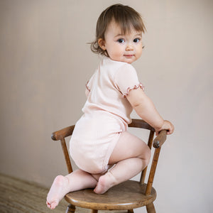minimalisma Kurzarmbody Seide-Baumwolle "Buddy" Sweet Rose mit Antique Rose