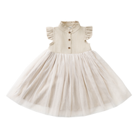 Donsje Kleid Fleurance Soft-Sand, weicher Stoff, verspielter Schnitt, Kinderkleid, bequem & atmungsaktiv