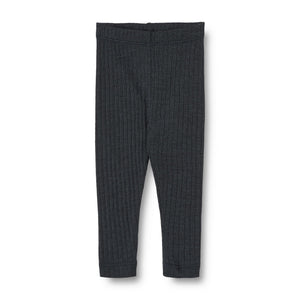 Wool Silk Leggings Agi in Navy mit Ripp-Optik und elastischem Bund, aus Merinowolle und Seide