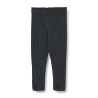 Wool Silk Leggings Agi in Navy mit Ripp-Optik und elastischem Bund, aus Merinowolle und Seide