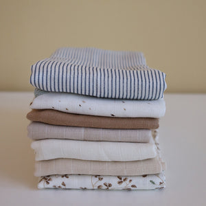Cam Cam Couverture "Muslin Cloth" | Lot de 2 | Rayures classiques bleues