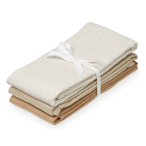 Couverture Cam Cam "Muslin Cloth" | Lot de 3 | Mix Classic Stripes Camel, Latte, Camel