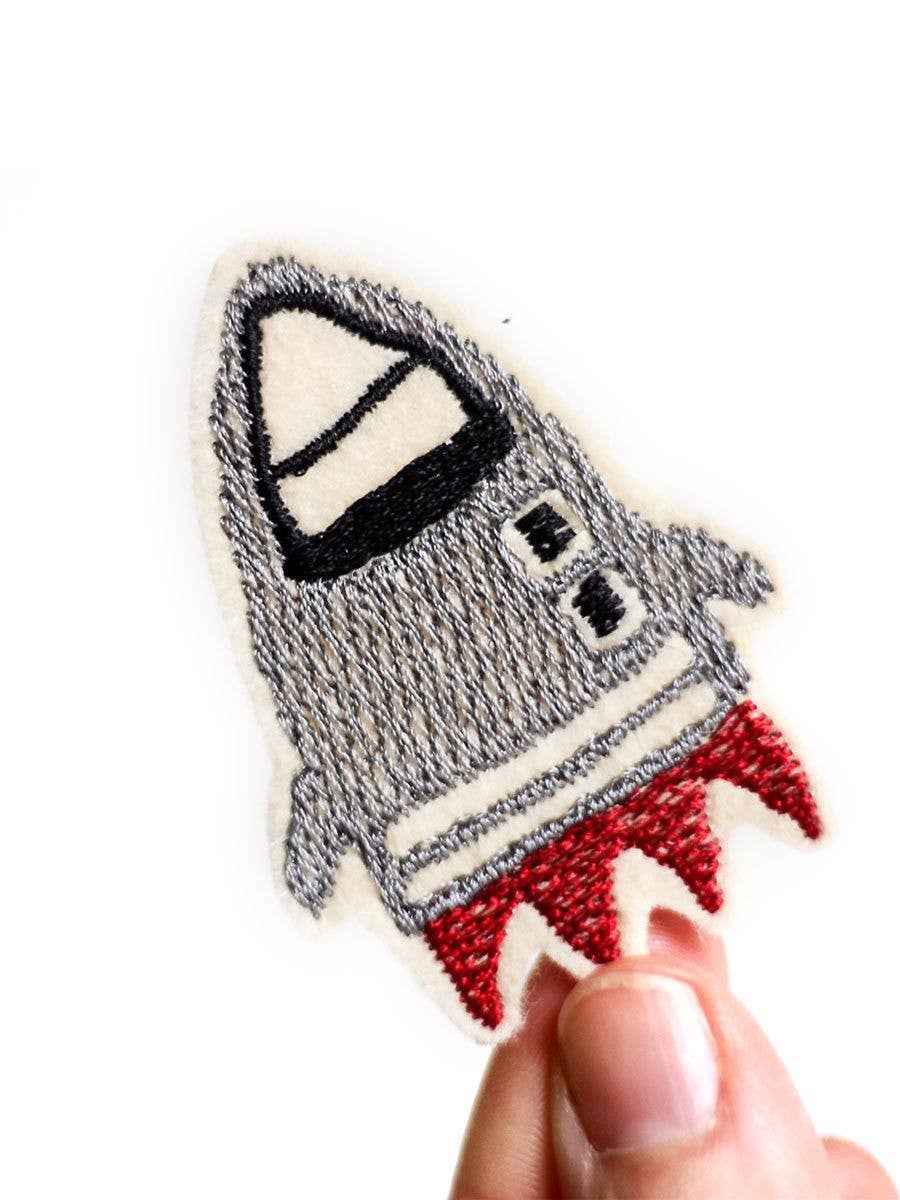 Halfbird Aufnäher "Rakete grau" | Bügelflicken