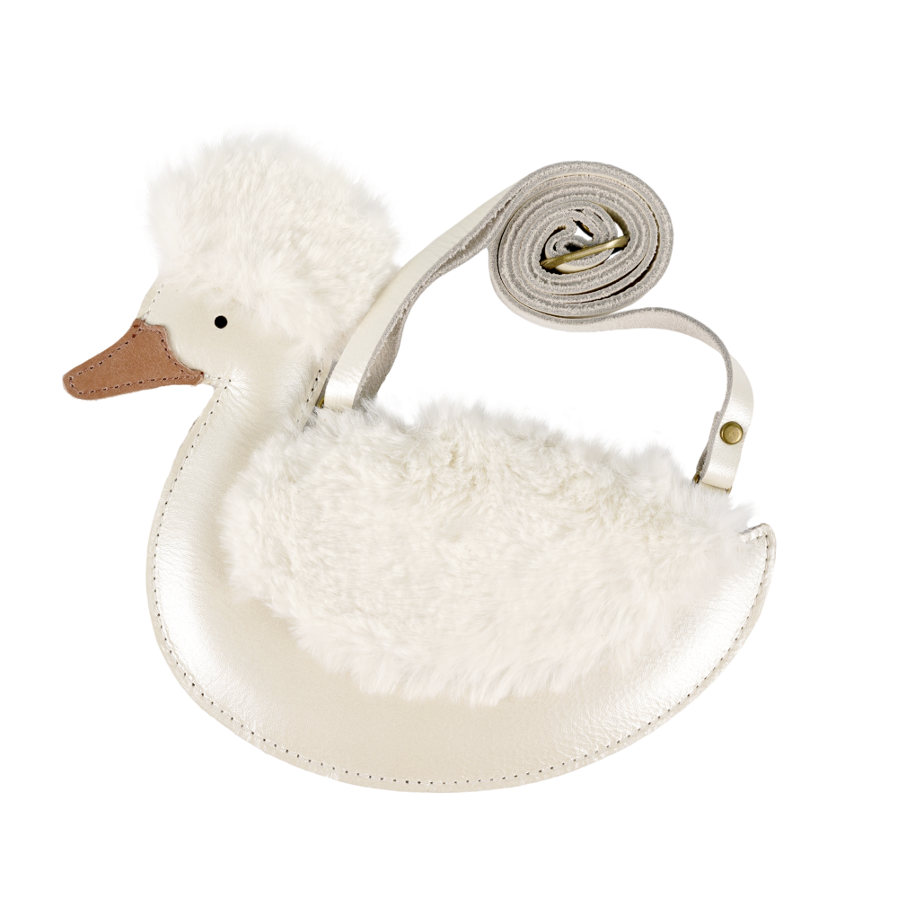 Donsje Umhängetasche "Chiem" | Duck | Off White Metallic Leather