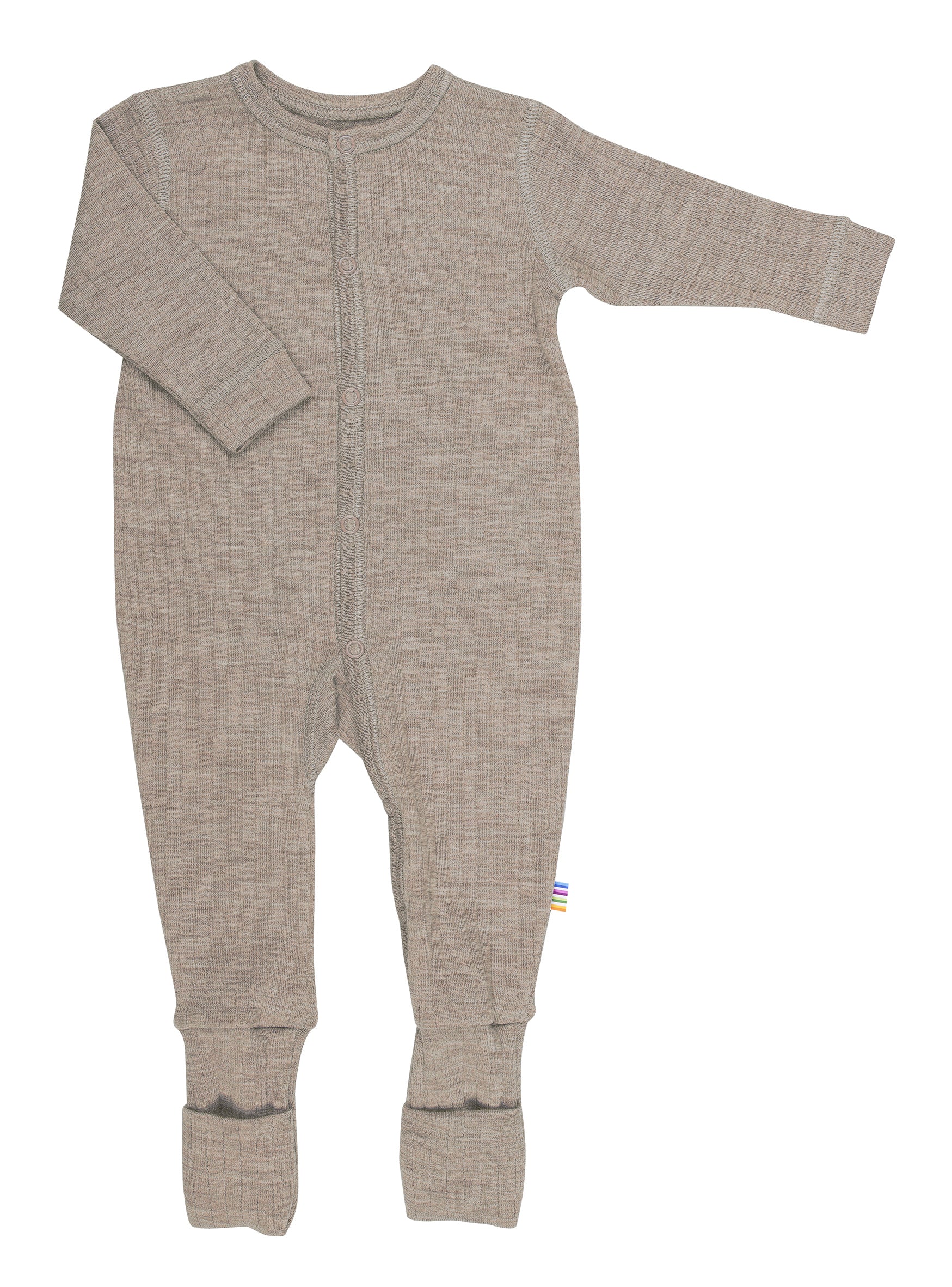 Joha Jumpsuit Merinowolle | Sesam Melange mit Klappfuss