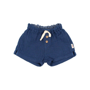 Búho Shorts Muslin Navy, Kinder Shorts aus Baumwoll-Musselin mit elastischem Bund, leicht & sommerlich