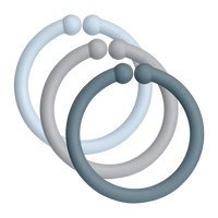 BIBS Loops 12 PACK Baby Blue/Cloud/Petrol – flexible und BPA-freie Entwicklungsringe für Babys.