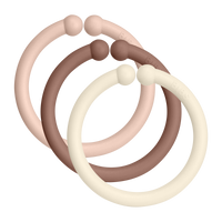 BIBS Loops 12 PACK Blush/Woodchuck/Ivory – flexible und BPA-freie Entwicklungsringe für Babys.