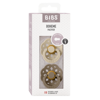 BIBS Boheme 2er Pack 0–6 Monate Vanilla/Dark Oak – rundes Latex-Saugteil mit sanftem Schild und hautnaher Softness.