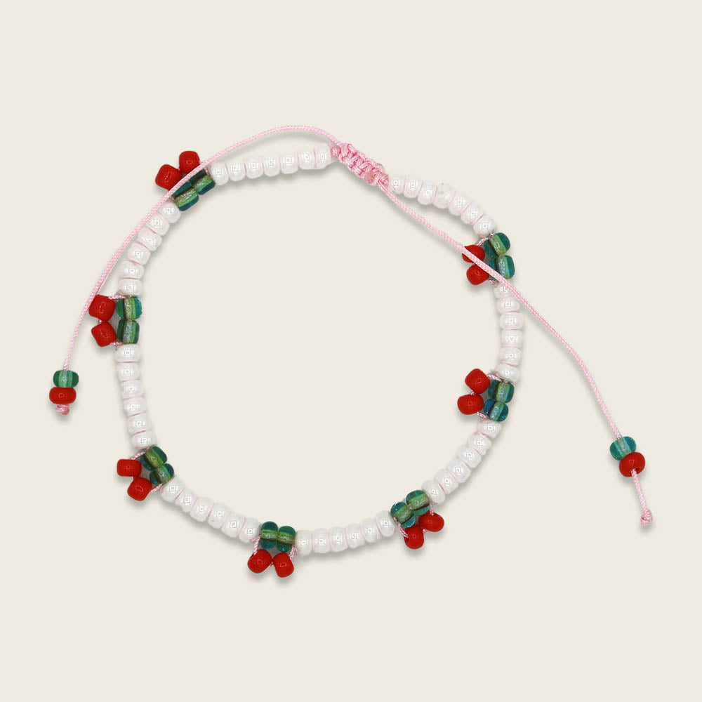 Ava & Yves Perlenarmband Kirschen | Hellgrün Natur