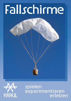 Fallschirm aus Papier mit einem kleinen Korb zum selber basteln von Kraul
