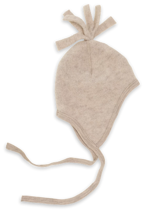 Engel Baby-Mütze, Schurwolle Fleece in Sand Melange