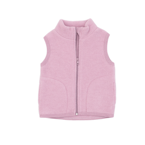„Engel Wollfleece Weste in Rosenholz Melange – ärmellose Kinderweste aus Merino-Wollfleece, GOTS-zertifiziert und hergestellt in Deutschland“