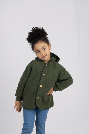 Engel Wollfleece Kapuzenjacke | Schilf Melange