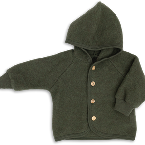 Engel Wollfleece Kapuzenjacke | Schilf Melange