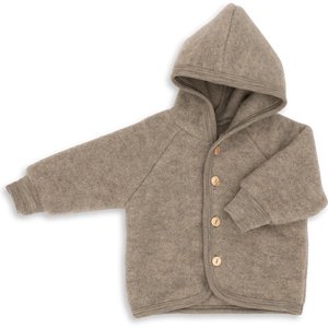 Wollfleece Jacke von Engel Natur in beige mit vier Holzknöpfen