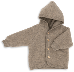 Wollfleece Jacke von Engel Natur in beige mit vier Holzknöpfen