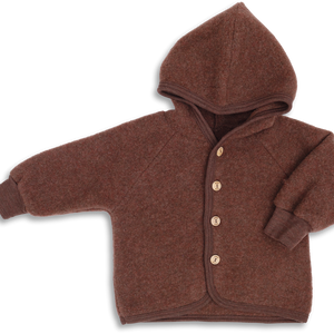 Wollfleece Jacke von Engel Natur in der Farbe Zimt mit 4 Holzknöpfen