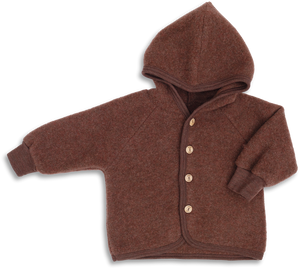 Wollfleece Jacke von Engel Natur in der Farbe Zimt mit 4 Holzknöpfen