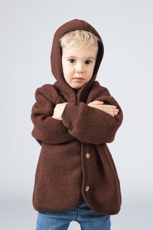 Engel Wollfleece Kapuzenjacke | Zimt Melange