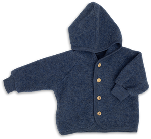 Wollfleece Jacke von Engel in dunkelblau mit vier Holzknöpfen