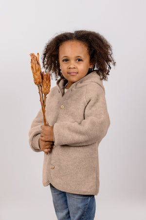 Engel Wollfleece Kapuzenjacke | Sand Melange