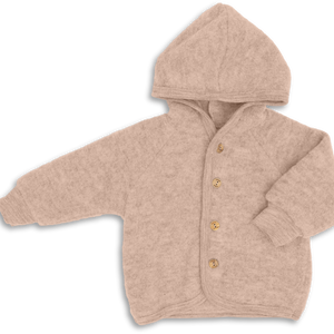 Engel Wollfleece Kapuzenjacke | Sand Melange