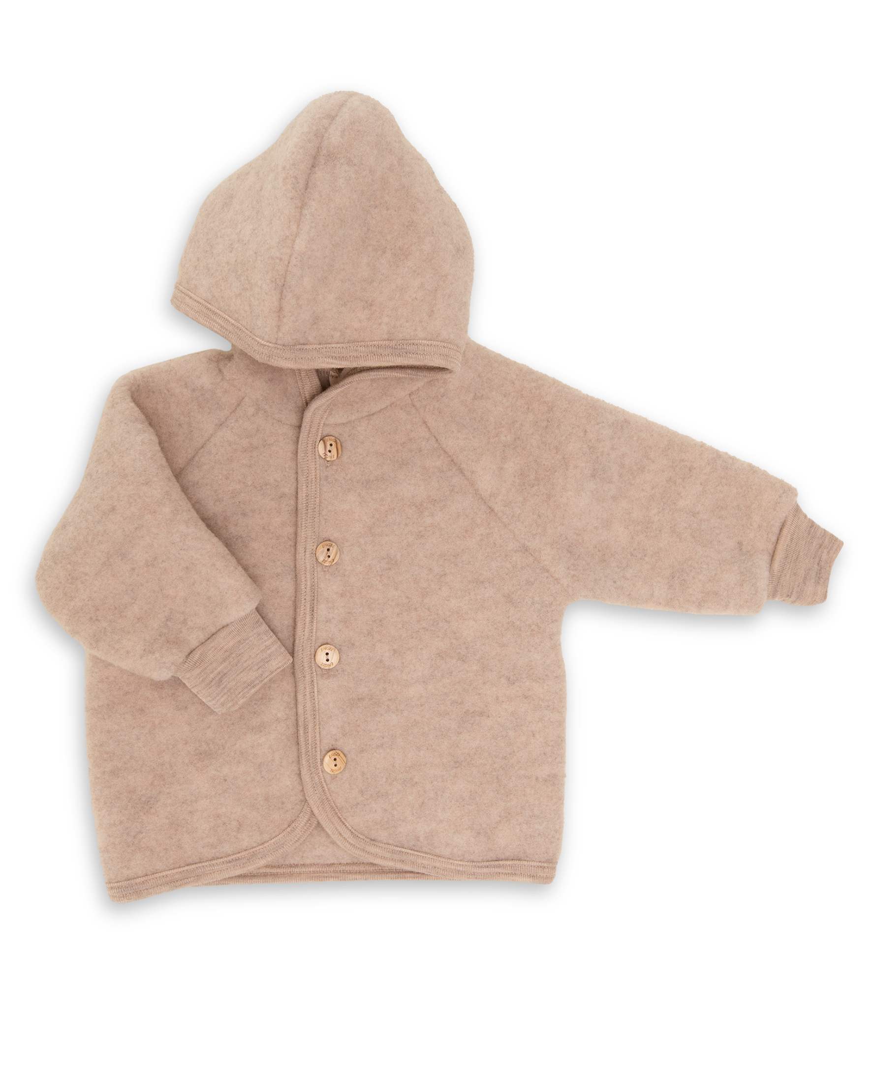 Engel Wollfleece Kapuzenjacke | Sand Melange
