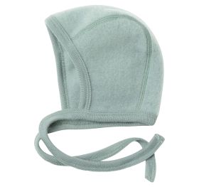 Engel Baby-Häubchen, Schurwolle Fleece in Bergblau Melange