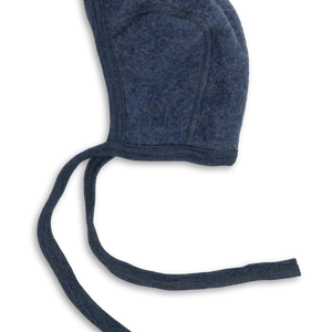 Engel Baby Wollfleece Mütze in Blau Melange – warme Bio-Mütze für Babys aus weichem Merinowollfleece