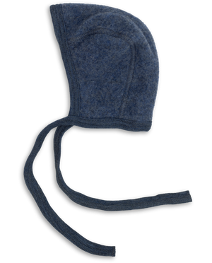 Engel Baby Wollfleece Mütze in Blau Melange – warme Bio-Mütze für Babys aus weichem Merinowollfleece