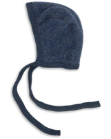 Engel Baby Wollfleece Mütze in Blau Melange – warme Bio-Mütze für Babys aus weichem Merinowollfleece