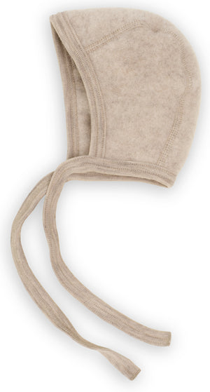 Engel Baby-Häubchen, Schurwolle Fleece in Sand Melange
