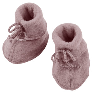 Engel Baby-Schühchen, mit Bändel, Schurwolle in Rosenholz Melange