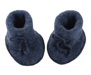 Engel Baby-Schühchen, mit Bändel, Schurwolle in Blau Melange