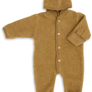 Engel Wollfleece Overall mit Kapuze | Safran Melange