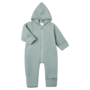 Engel Baby-Kapuzenoverall, mit Reissverschluss, Wolle | Bergblau Melange
