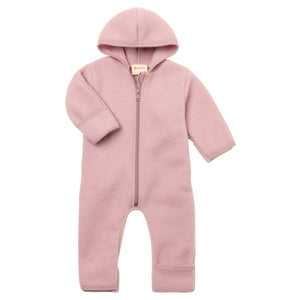 Engel Baby-Kapuzenoverall, mit Reißverschluss, Wolle in Rosenholz Melange
