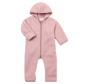 Engel Baby-Kapuzenoverall, mit Reißverschluss, Wolle in Rosenholz Melange