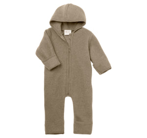 Engel Baby-Kapuzenoverall, mit Reißverschluss, Wolle in Walnuss Melange