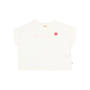 Búho T-Shirt Bisous White, Kinder T-Shirt aus Baumwolle mit „Bisous“-Print, weich & bequem