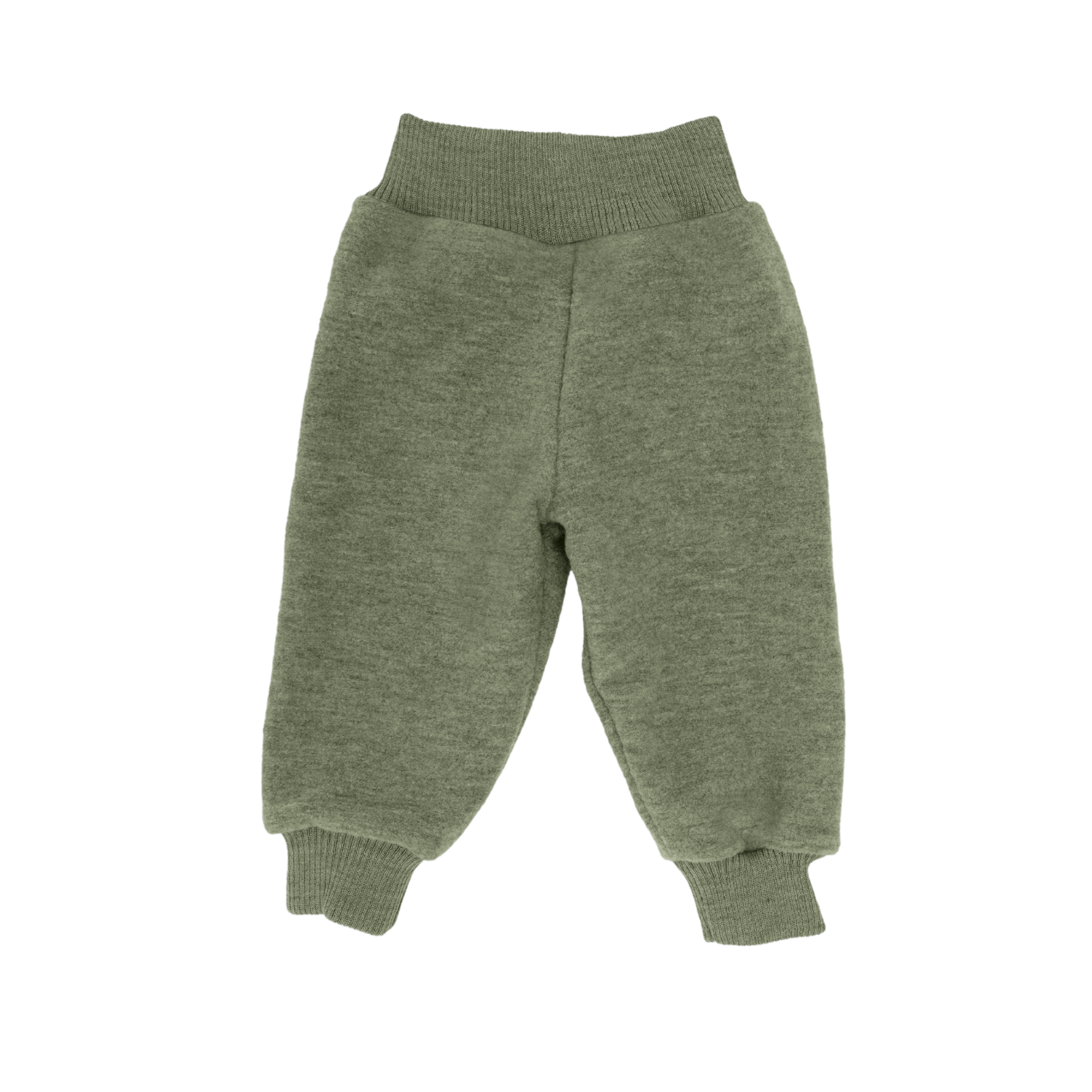 „Engel Natur Baby Wollfleece Hose in Salbeigrün Melange – Babyhose aus Merinowolle mit elastischem Bund, weich, atmungsaktiv & nachhaltig produziert“