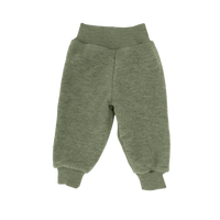 „Engel Natur Baby Wollfleece Hose in Salbeigrün Melange – Babyhose aus Merinowolle mit elastischem Bund, weich, atmungsaktiv & nachhaltig produziert“