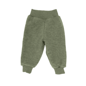 „Engel Natur Baby Wollfleece Hose in Salbeigrün Melange – Babyhose aus Merinowolle mit elastischem Bund, weich, atmungsaktiv & nachhaltig produziert“