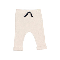 „Búho Waffel Leggings in Ivory mit elastischem Bund, Baumwollkordel und umgeschlagenem Saum – bequeme Babyhose aus Waffelstrick“