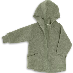 „Baby-Walkjacke mit Kapuze aus Bio-Merinowolle – wärmende Kinderjacke mit Reißverschluss und Taschen, aus kontrolliert biologischer Tierhaltung“
