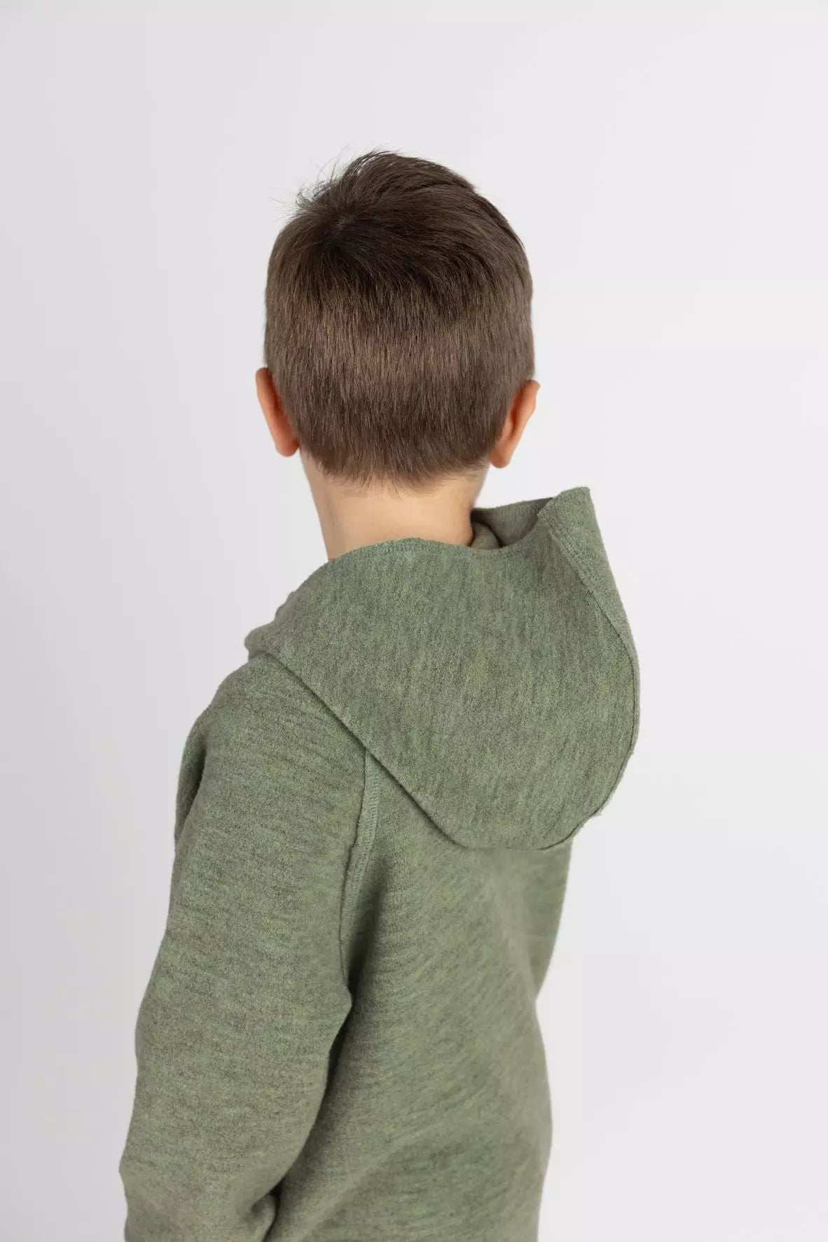 Engel Wollfleece Zip-Kapuzenjacke | Salbeigrün Melange