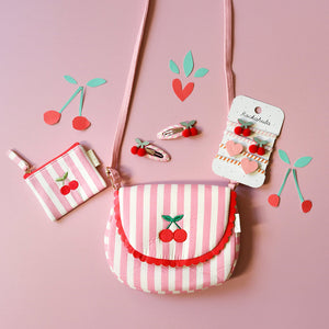 Rockahula Hair Clips "Cherry Kiss Stripy"