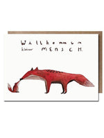 Halfbird Klappkarte mit Fuchs und Schriftzug „Willkommen kleiner Mensch“, nachhaltige Geburtskarte aus Recyclingpapie